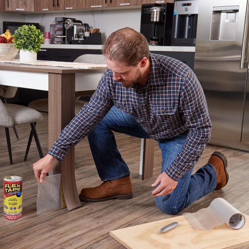 Flex Tape, Original Thick Flexible Rubberized Waterproof Tape - Seal and Patch Leaks, Works Underwater, Indoor Outdoor - Home RV Roof Plumbing and Pool Repairs, Clear, 8 in x 5 ft, Pack of 1 - Image 2